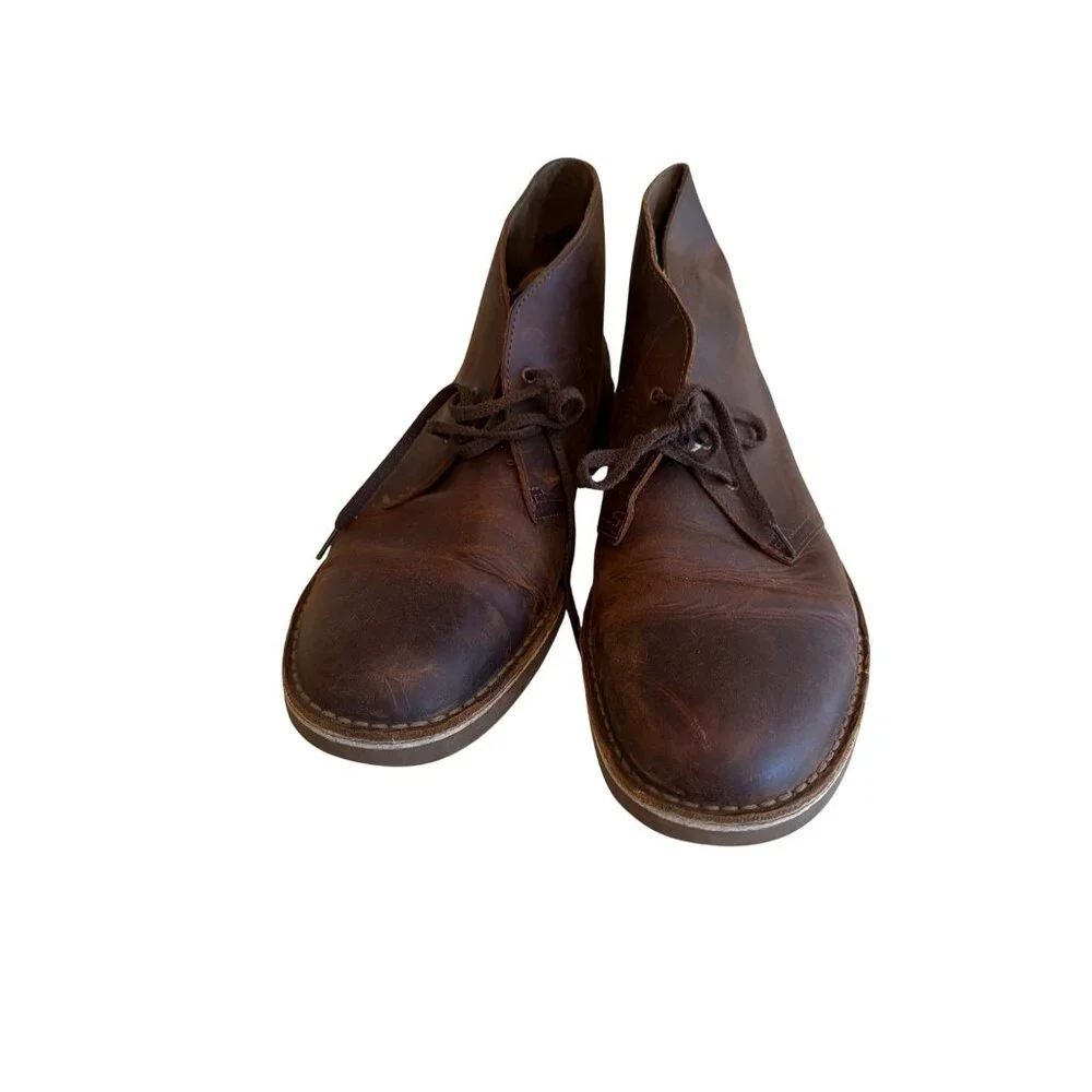 Clarks Mens Brown Leather Desert Boots Size 11M EU 46 Classic Style‎ Comfort